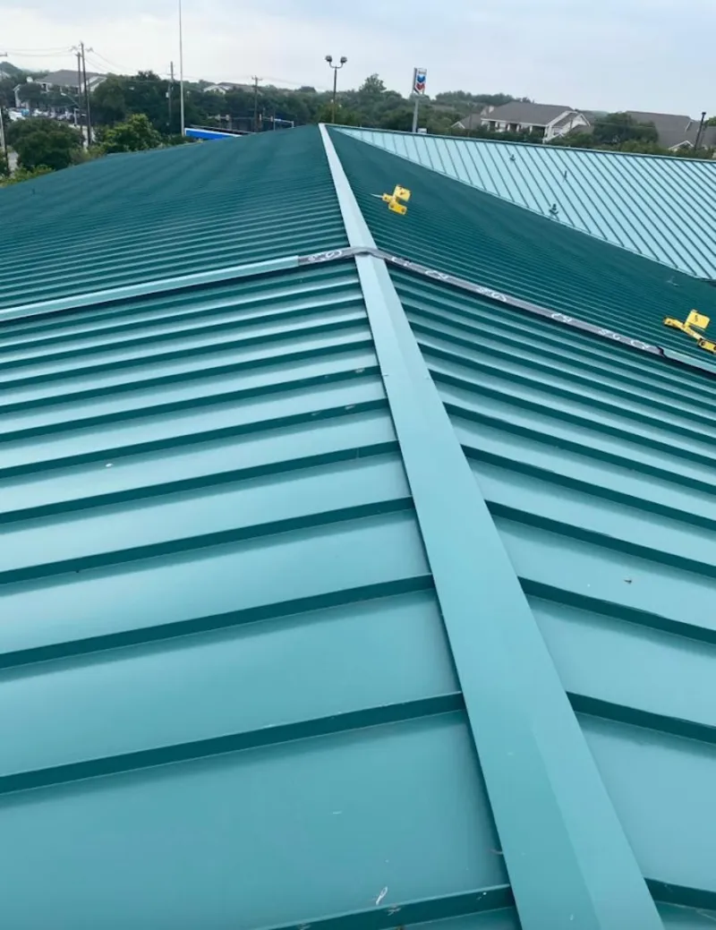 Green commercial metal roof ridge and valley for Metal Roof Repair in Quakertown